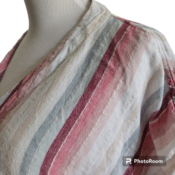 Rails Thea Tropical Stripe Button Down Tie Front Top Pink and White Extra Small - Picture 8 of 11